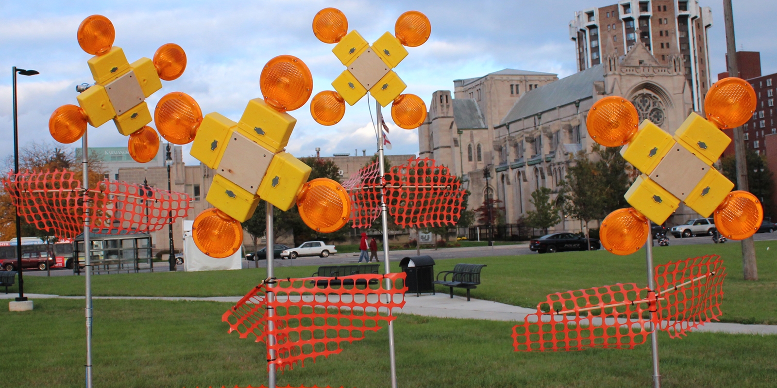 Construction Warning Lights Hacked into Flowers